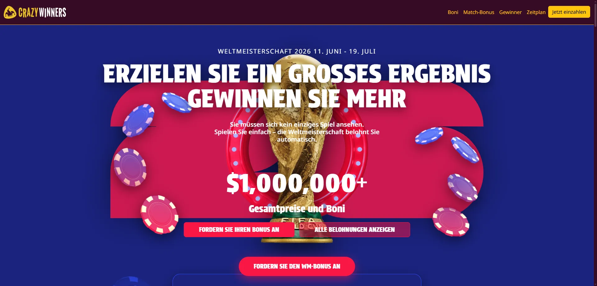 Bonusangebote, Freispiele und das VIP-Programm bei CrazyWinners &mdash; Crazy Winners